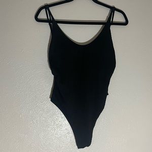 Aerie Low Back High Cut Textured One Piece Swim